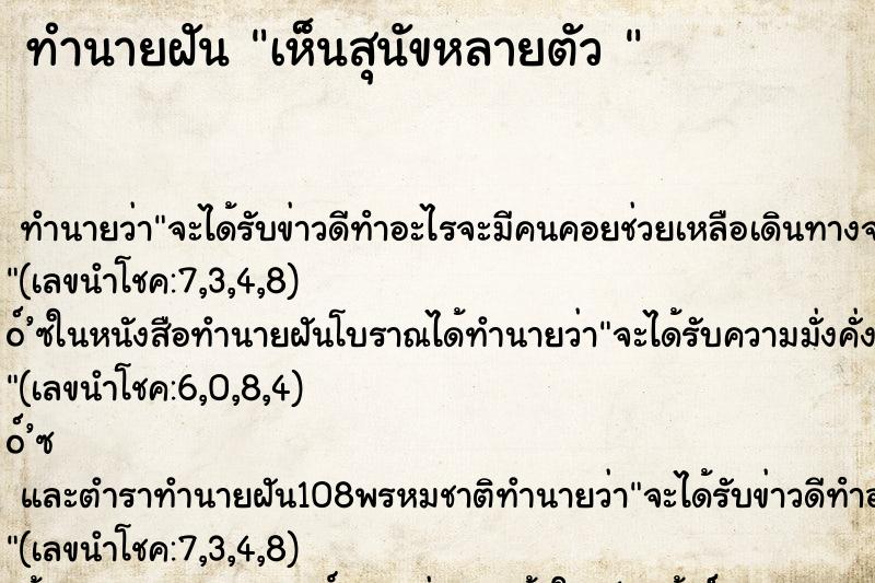 ทำนายฝัน เห็นสุนัขหลายตัว 